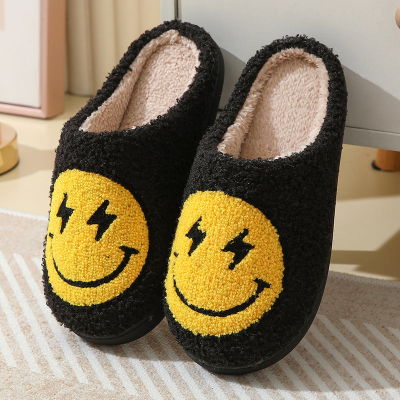 Lightning smiley face cotton slippers indoor home autumn and winter warm slippers