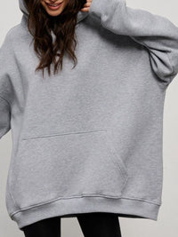 Pocketed Dropped Shoulder Long Sleeve Hoodie