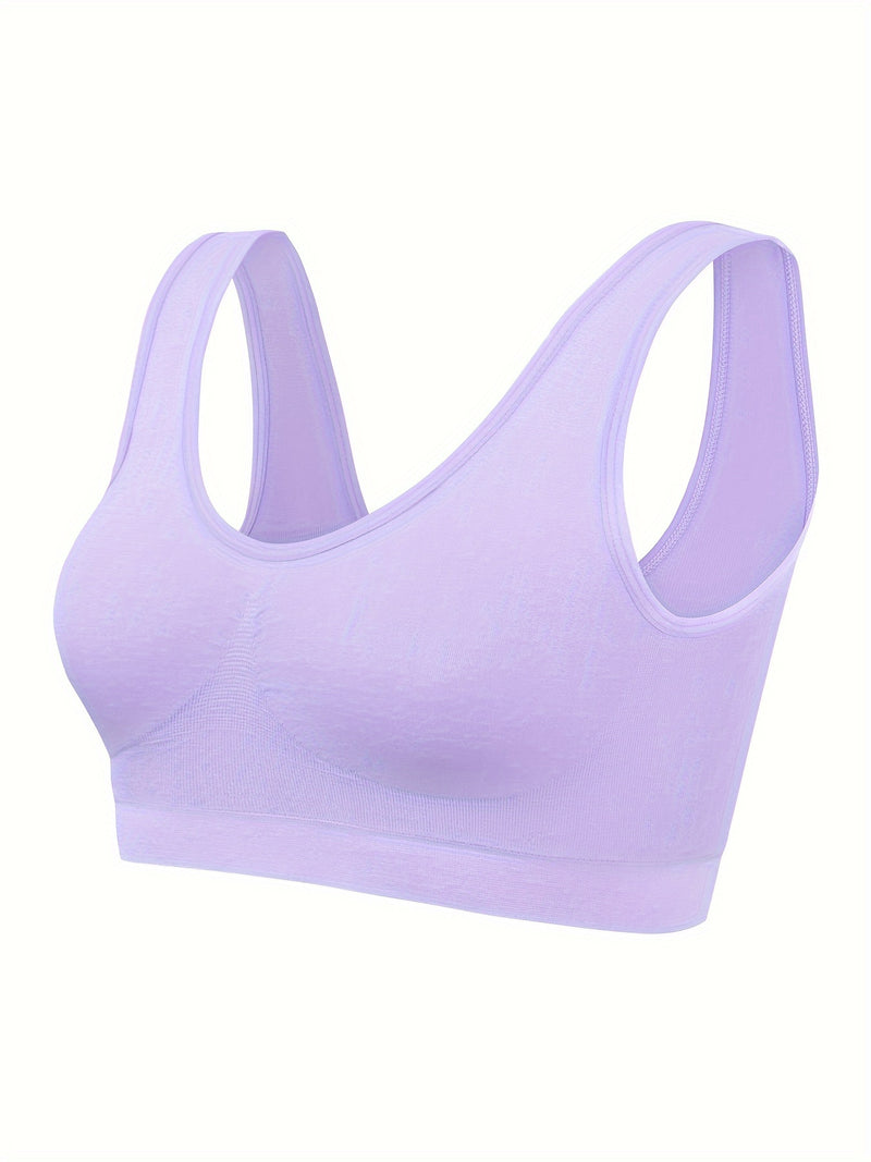 7pcs Solid Seamless Sporty Bra, Comfy & Breathable Bra, Women's Lingerie & Underwear