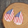 PU Leather US Flag Teardrop Shape Earrings