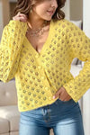 Openwork V-Neck Long Sleeve Cardigan