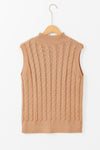 Cable-Knit Mock Neck Sweater Vest