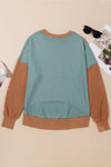 Contrast Round Neck Long Sleeve Sweatshirt