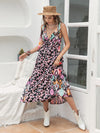 Printed Plunge Sleeveless Midi Dress