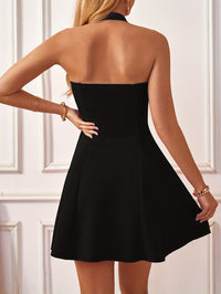 Elegant Halter Peplum Dress - All Seasons, High Elasticity, Chic Non-Sheer Design, Easy-Care Party Essential