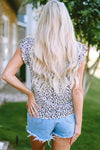 Leopard Ruffled Notched Tank