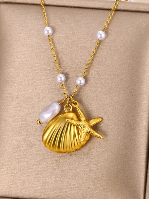 New Shell Starfish Scallop Pearl Necklace Jewelry