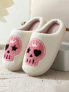 Halloween contrasting skull pattern indoor home plush warm slippers