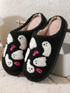 Halloween Ghost House Pattern Home Plush Warm Slippers