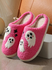 Halloween Ghost House Pattern Home Plush Warm Slippers