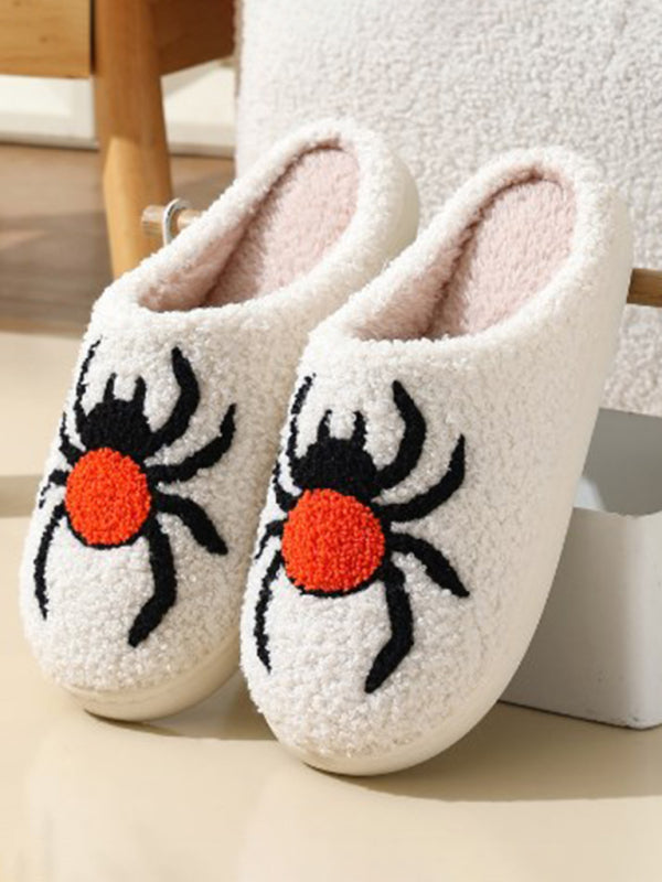 Halloween Ghost House Pattern Home Plush Warm Slippers