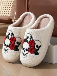 Halloween Love Skeleton Hand Pattern Home Plush Warm Slippers