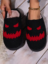 Halloween bat pumpkin pattern home plush warm slippers