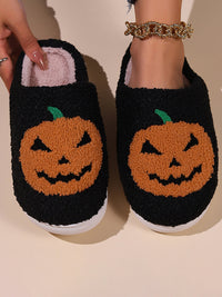 Halloween bat pumpkin pattern home plush warm slippers