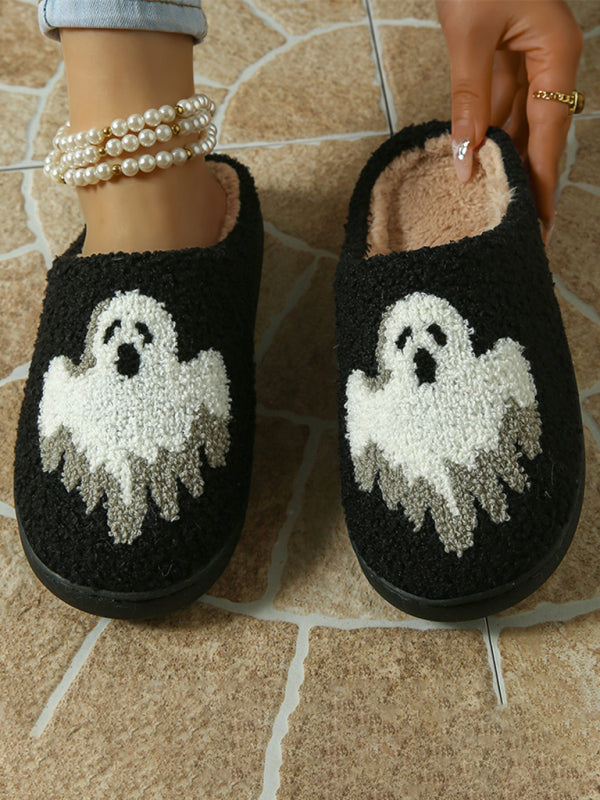 Halloween new cotton slippers for men and women at home skull screaming cotton slippers