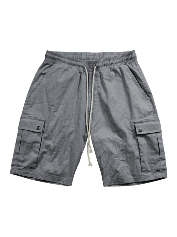 Casual Men's Slim Drawstring Shorts Thin Quarter Pants Cargo Shorts