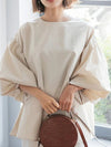 New loose large lantern sleeve round neck shirt top