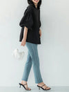 New loose large lantern sleeve round neck shirt top