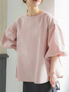 New loose large lantern sleeve round neck shirt top