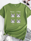 New cat print round neck short sleeve T-shirt