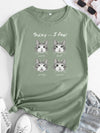 New cat print round neck short sleeve T-shirt