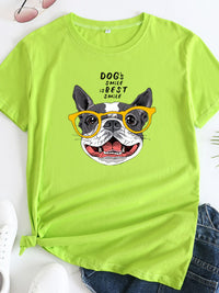 New puppy print round neck short sleeve T-shirt