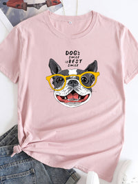 New puppy print round neck short sleeve T-shirt