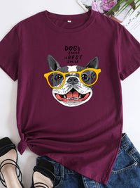 New puppy print round neck short sleeve T-shirt