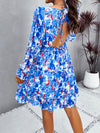 New elegant printed V-neck long-sleeved dress