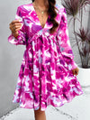 New elegant printed V-neck long-sleeved dress