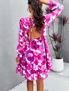 New elegant printed V-neck long-sleeved dress