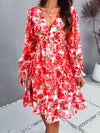 New elegant printed V-neck long-sleeved dress