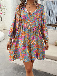 New V-neck loose casual full-body printed dress