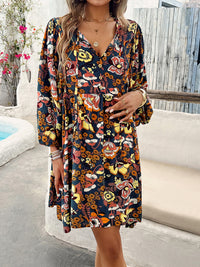 New V-neck loose casual full-body printed dress