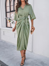 New style elegant solid color waist-cinching dress