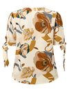 New fashionable printed casual V-neck knotted top