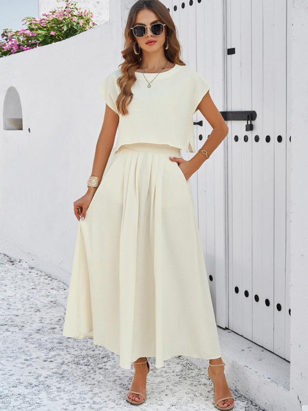 New spring and summer casual sleeveless top and long skirt suit