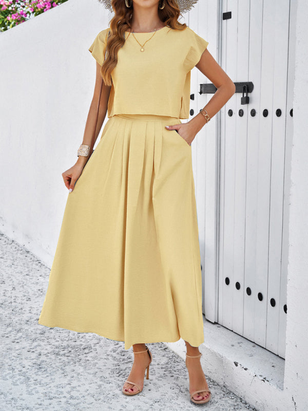 New spring and summer casual sleeveless top and long skirt suit