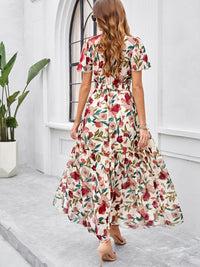 Spring and summer new temperament casual printed waist dress