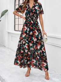 Spring and summer new temperament casual printed waist dress