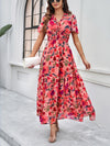 Spring and summer new temperament casual printed waist dress