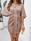 Elegant solid color waist dress for spring and summer