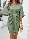 Elegant solid color waist dress for spring and summer