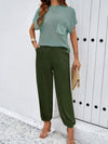 Spring and summer temperament casual solid color woolen trousers suit