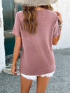 Spring and summer casual solid color short-sleeved T-shirt tops