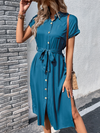 Fashion women's slit solid color dress