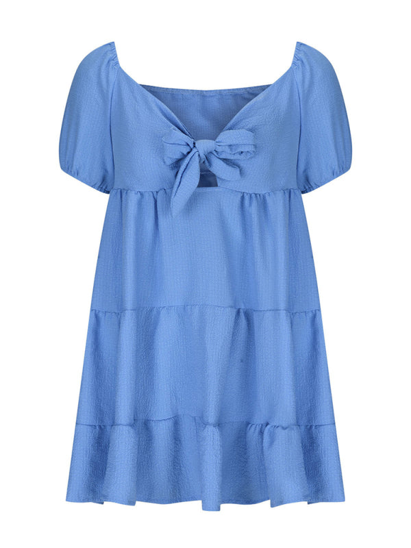 Fashionable and versatile strappy V-neck short-sleeved dress