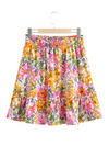 French retro floral suspenders and elastic high waist skirt printed ruffle skirt suit