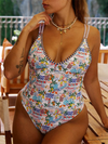 Fashionable and Sexy Women's Printed Hollow One-piece Swimsuit