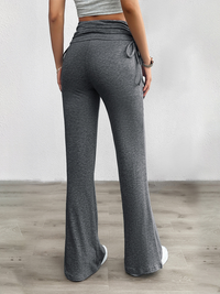 Spring and summer casual solid color slim-fit pleated trousers